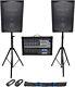 (2) Jbl Pro Jrx215 15 2000w Pa/dj Speakers+powered 12-channel Mixer+stands