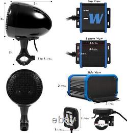 High-Power 2-Channel Aluminum Motorcycle Audio System with Handlebar Mount