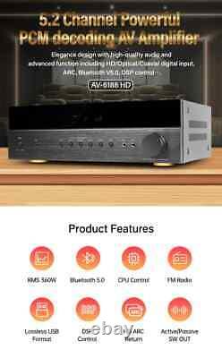 High Power Professional 5.1 Channel Audio Home Audio Theater Amplifier AV-6188HD