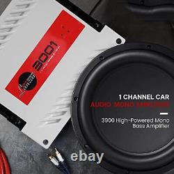 One Channel Car Audio Mono Amplifier 3900 Watt Max @ 1 Ohm High-Powered Mono