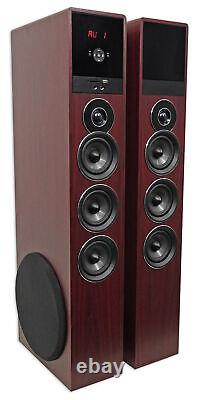 Rockville TM150C Cherry Powered Home Theater Tower Speakers 10 Sub/Bluetooth/US