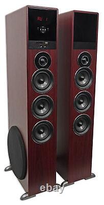 Rockville TM150C Cherry Powered Home Theater Tower Speakers 10 Sub/Bluetooth/US