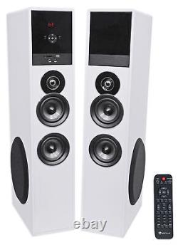 Rockville TM80W White Powered Home Theater Tower Speakers 8 Sub/Bluetooth/USB