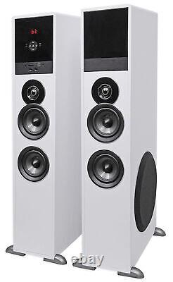 Rockville TM80W White Powered Home Theater Tower Speakers 8 Sub/Bluetooth/USB