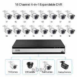 ZOSI 16CH H. 265 1080P Outdoor Security Camera System 2TB HDD 16 Channel 4in1 DVR